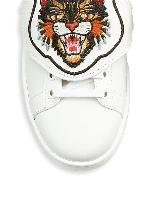 gucci sneakers with lion|Gucci leather sneakers white.